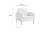 EEI-6409-SLV-WHI-SET Loft Tufted Vegan Leather Armchair And Ottoman Set By Modway