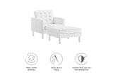 EEI-6409-SLV-WHI-SET Loft Tufted Vegan Leather Armchair And Ottoman Set By Modway