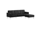 EEI-6410-SLV-BLK-SET Loft Tufted Vegan Leather Sofa And Ottoman Set By Modway