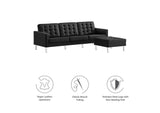 EEI-6410-SLV-BLK-SET Loft Tufted Vegan Leather Sofa And Ottoman Set By Modway