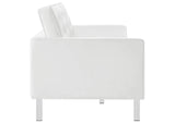 EEI-6410-SLV-WHI-SET Loft Tufted Vegan Leather Sofa And Ottoman Set By Modway