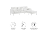EEI-6410-SLV-WHI-SET Loft Tufted Vegan Leather Sofa And Ottoman Set By Modway