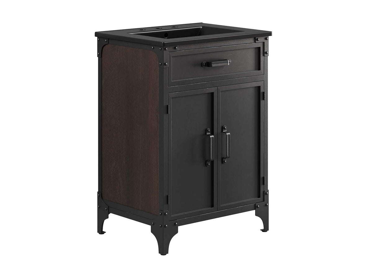 EEI-6414-BLK-BLK Steamforge 24" Bathroom Vanity By Modway