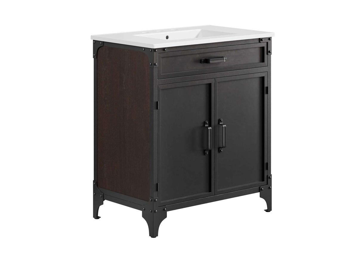 EEI-6415-WHI-BLK Steamforge 30" Bathroom Vanity By Modway