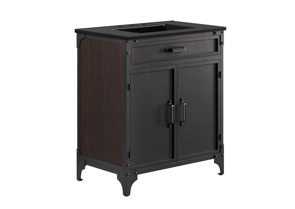 EEI-6416-BLK-BLK Steamforge 30" Bathroom Vanity By Modway