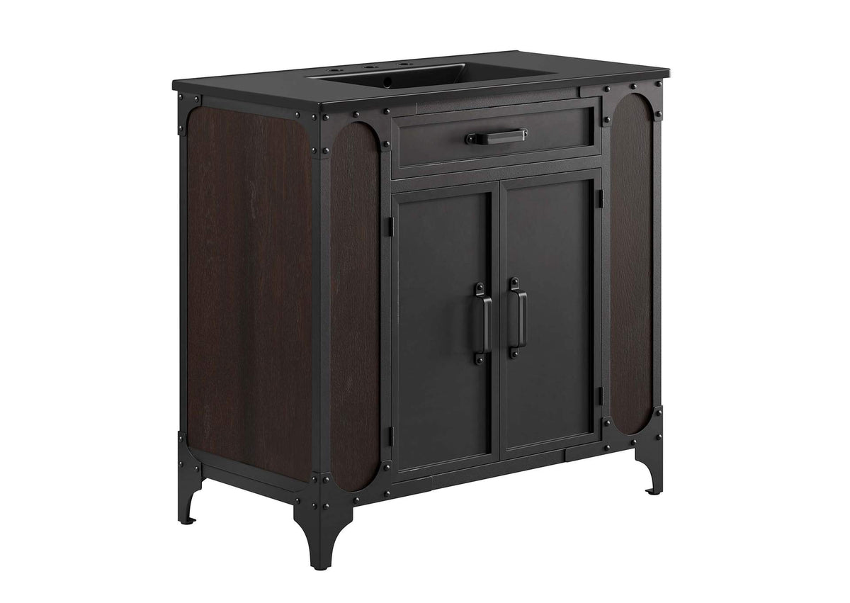 EEI-6418-BLK-BLK Steamforge 36" Bathroom Vanity By Modway