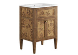 EEI-6440-WHI-BRN Elysian 24" Wood Bathroom Vanity By Modway