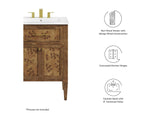 EEI-6440-WHI-BRN Elysian 24" Wood Bathroom Vanity By Modway