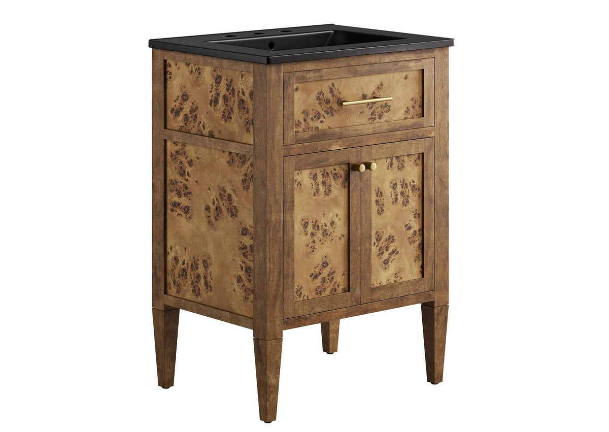 EEI-6442-BLK-BRN Elysian 24" Wood Bathroom Vanity By Modway