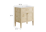 EEI-6443-WHI-BUR Elysian 30" Wood Bathroom Vanity By Modway