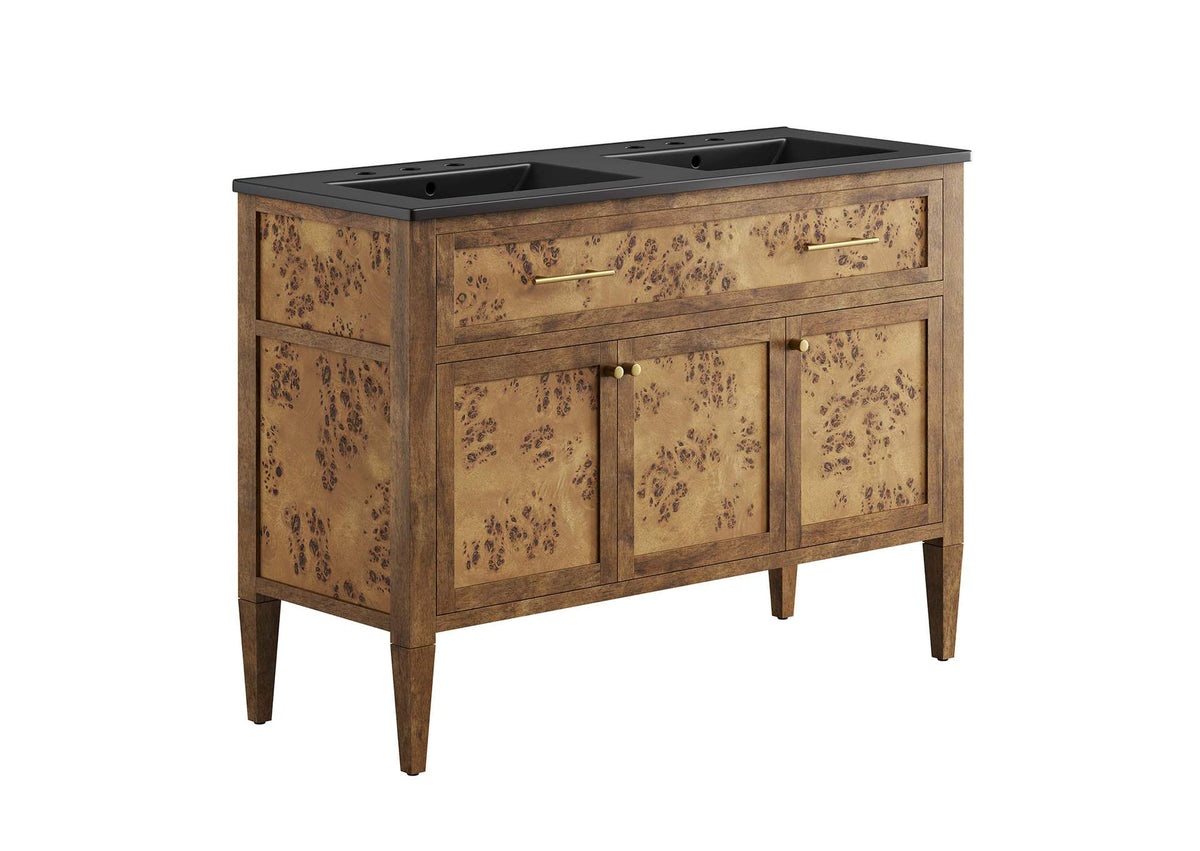 EEI-6457-BLK-BRN Elysian 48" Wood Double Sink Bathroom Vanity By Modway