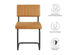 EEI-6470-BLK-TAN Parity Vegan Leather Dining Side Chairs Set Of 2 By Modway