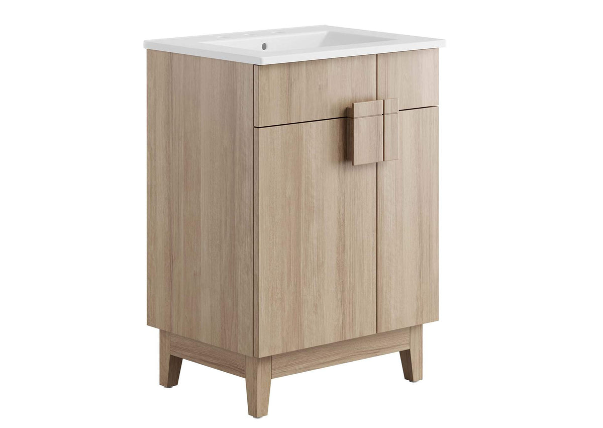EEI-6482-WHI-OAK Miles 24" Bathroom Vanity By Modway