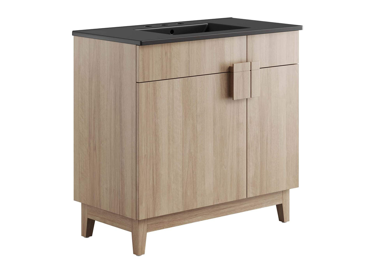 EEI-6485-BLK-OAK Miles 36" Bathroom Vanity By Modway