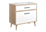 EEI-6500-WHI-OAK Maverick 36" Bathroom Vanity By Modway
