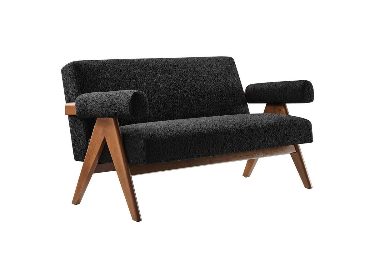 EEI-6504-BLK Lyra Boucle Fabric Loveseat By Modway