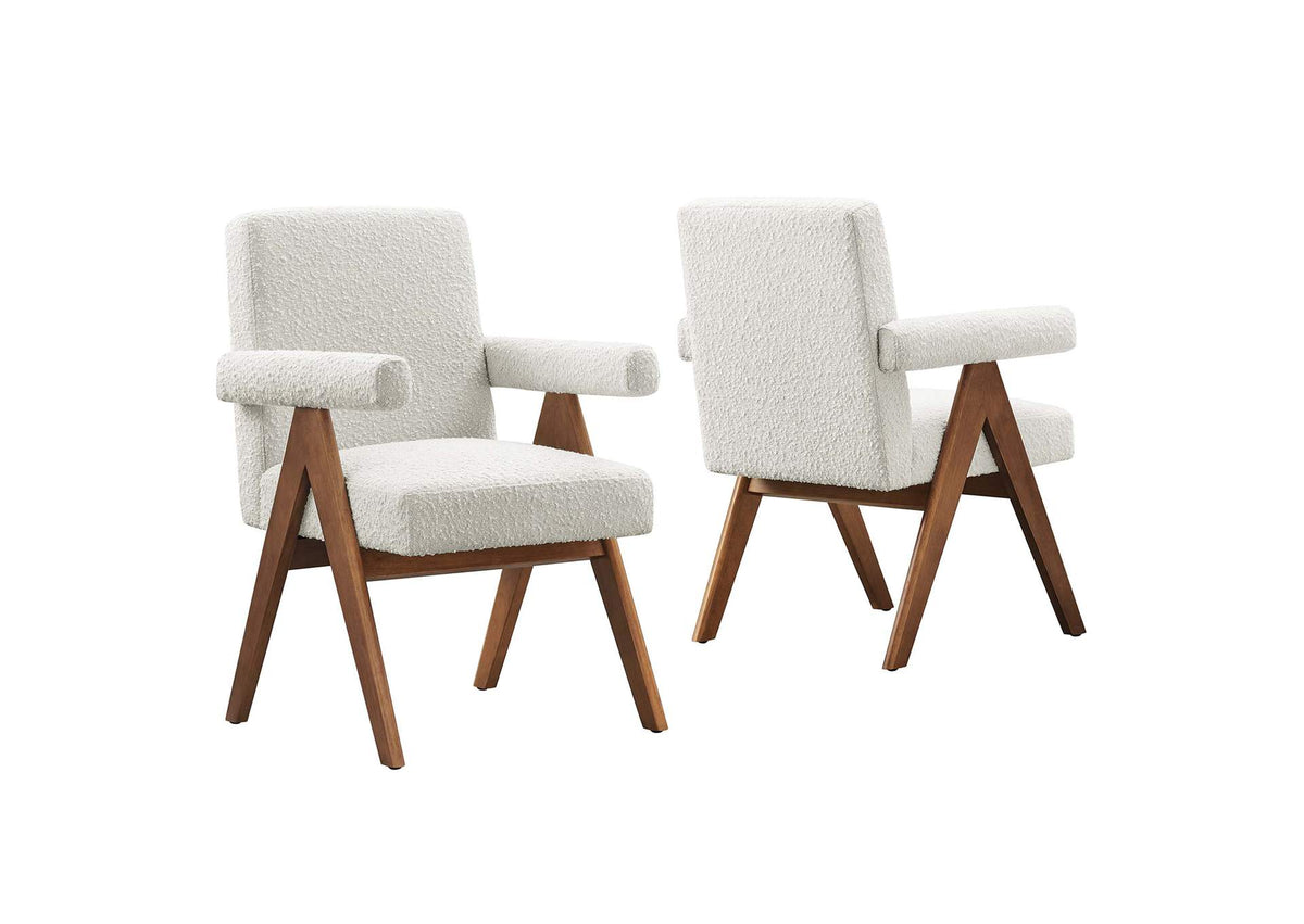 EEI-6506-IVO Lyra Boucle Fabric Dining Room Chair Set Of 2 By Modway