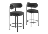 EEI-6518-CHA-BLK Albie Boucle Fabric Counter Stools Set Of 2 By Modway
