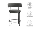 EEI-6518-CHA-BLK Albie Boucle Fabric Counter Stools Set Of 2 By Modway