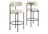 EEI-6520-IVO-BLK Albie Boucle Fabric Bar Stools Set Of 2 By Modway