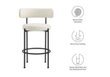 EEI-6520-IVO-BLK Albie Boucle Fabric Bar Stools Set Of 2 By Modway