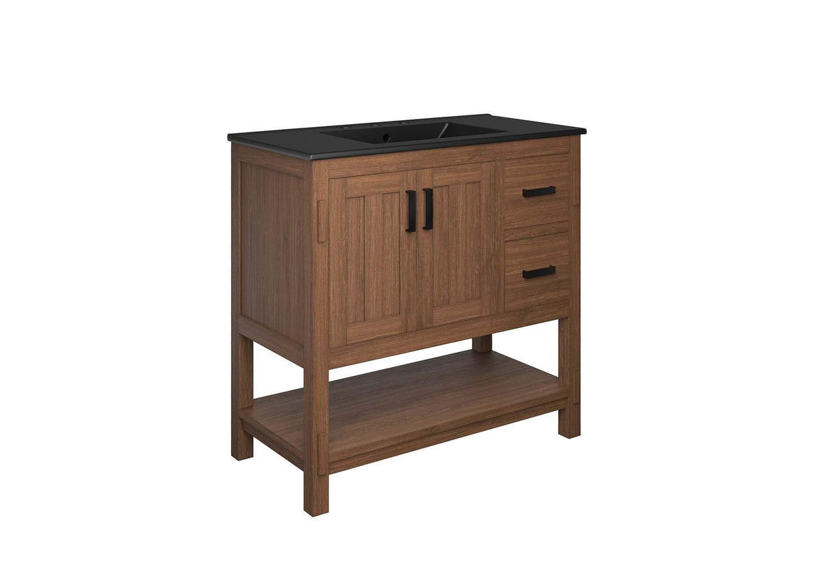 EEI-6535-WAL-BLK Ashlyn 36" Wood Bathroom Vanity By Modway