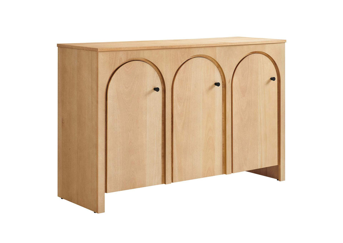 EEI-6536-OAK Appia 3-Door Arched Door Sideboard Storage Cabinet By Modway