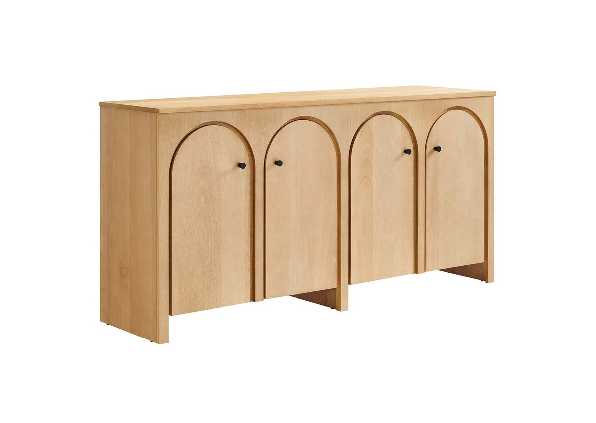EEI-6538-OAK Appia Wood Grain 4-Door Sideboard Storage Cabinet By Modway