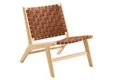 EEI-6542-NAT-BRN Saoirse Leather Wood Accent Lounge Chair By Modway