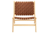EEI-6542-NAT-BRN Saoirse Leather Wood Accent Lounge Chair By Modway