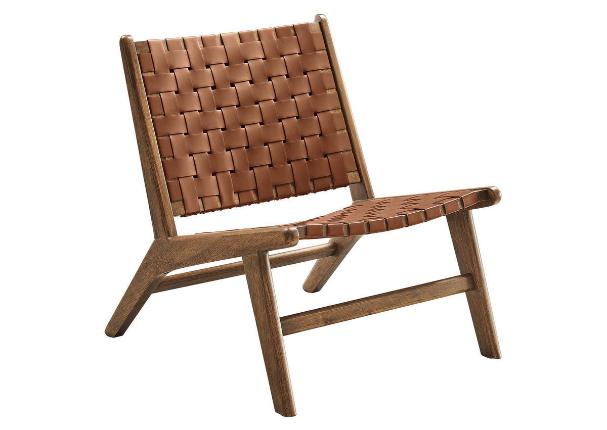 EEI-6542-WAL-BRN Saoirse Leather Wood Accent Lounge Chair By Modway