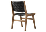 EEI-6544-WAL-BLK Saoirse Leather Wood Dining Side Chair Set Of 2 By Modway