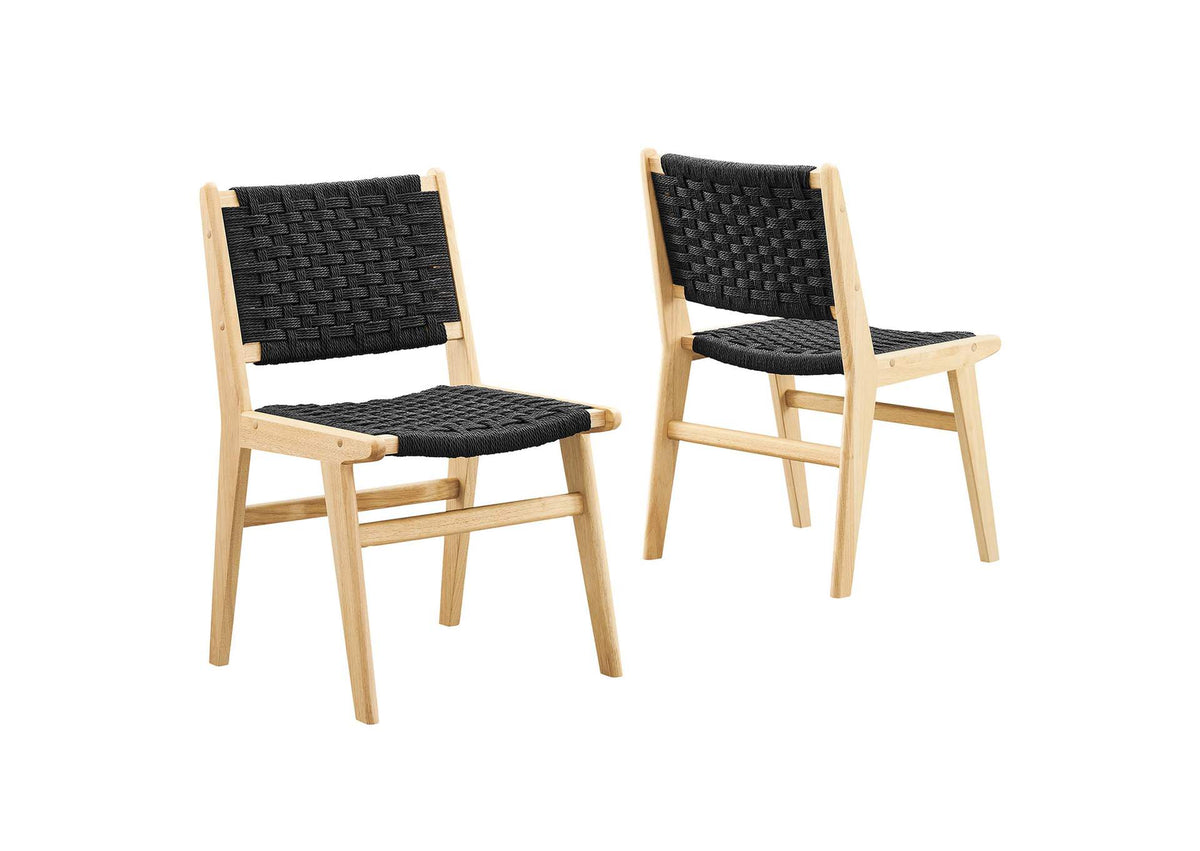 EEI-6545-NAT-BLK Saoirse Woven Rope Wood Dining Side Chair Set Of 2 By Modway