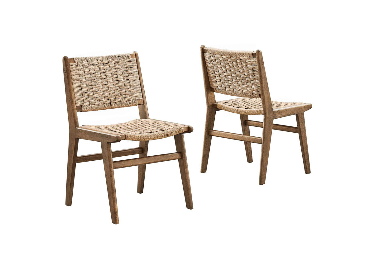 EEI-6545-WAL-NAT Saoirse Woven Rope Wood Dining Side Chair Set Of 2 By Modway