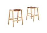 EEI-6547-NAT-BRN Saoirse Faux Leather Wood Counter Stool Set Of 2 By Modway