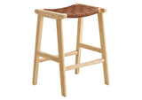 EEI-6547-NAT-BRN Saoirse Faux Leather Wood Counter Stool Set Of 2 By Modway