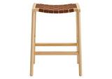 EEI-6547-NAT-BRN Saoirse Faux Leather Wood Counter Stool Set Of 2 By Modway
