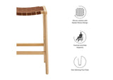 EEI-6547-NAT-BRN Saoirse Faux Leather Wood Counter Stool Set Of 2 By Modway