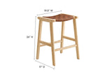 EEI-6547-NAT-BRN Saoirse Faux Leather Wood Counter Stool Set Of 2 By Modway