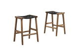 EEI-6547-WAL-BLK Saoirse Faux Leather Wood Counter Stool Set Of 2 By Modway