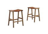 EEI-6547-WAL-BRN Saoirse Faux Leather Wood Counter Stool Set Of 2 By Modway