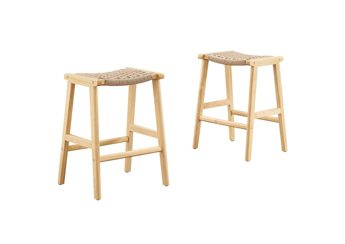 EEI-6548-NAT-NAT Saoirse Woven Rope Wood Counter Stool Set Of 2 By Modway