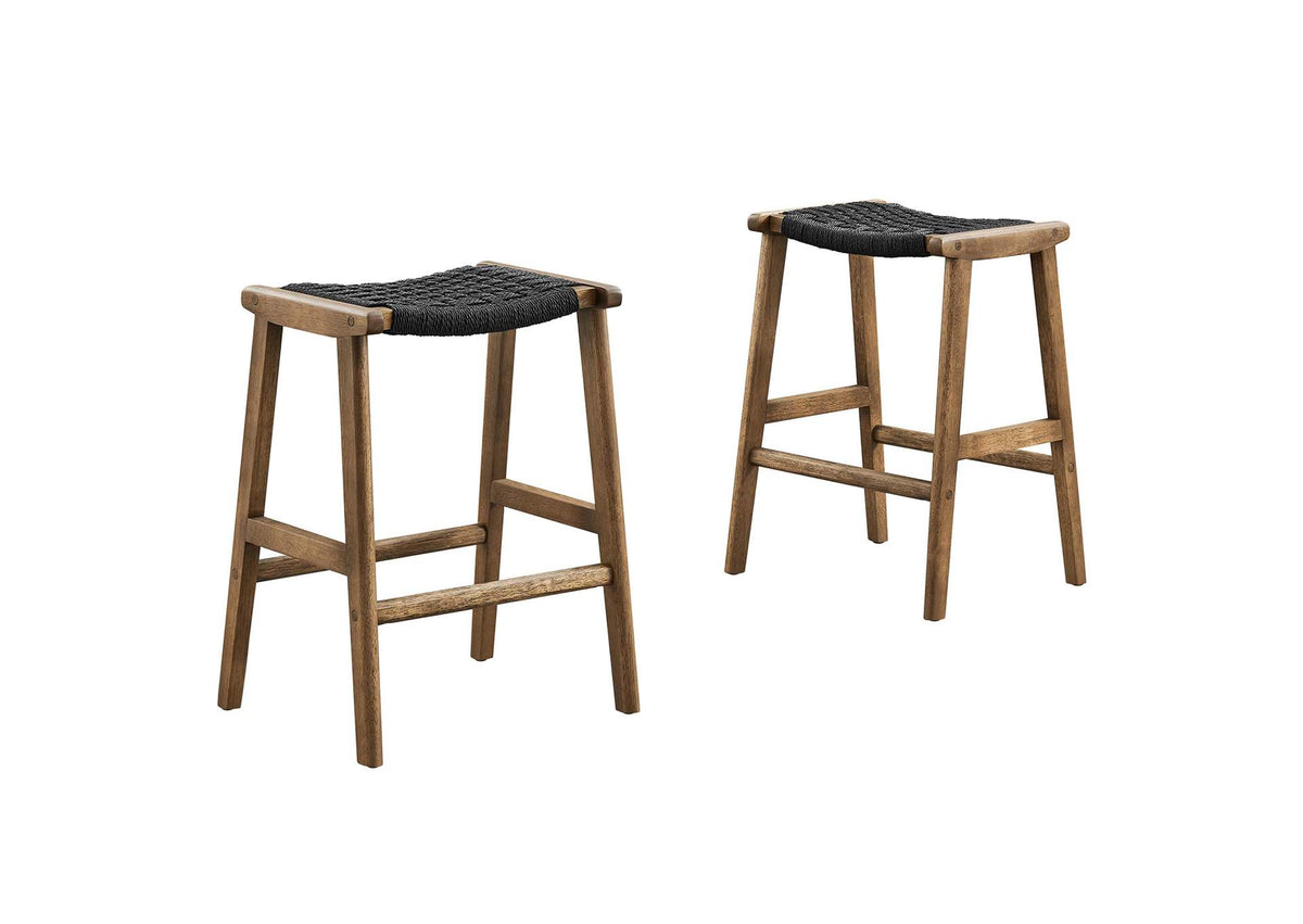 EEI-6548-WAL-BLK Saoirse Woven Rope Wood Counter Stool Set Of 2 By Modway