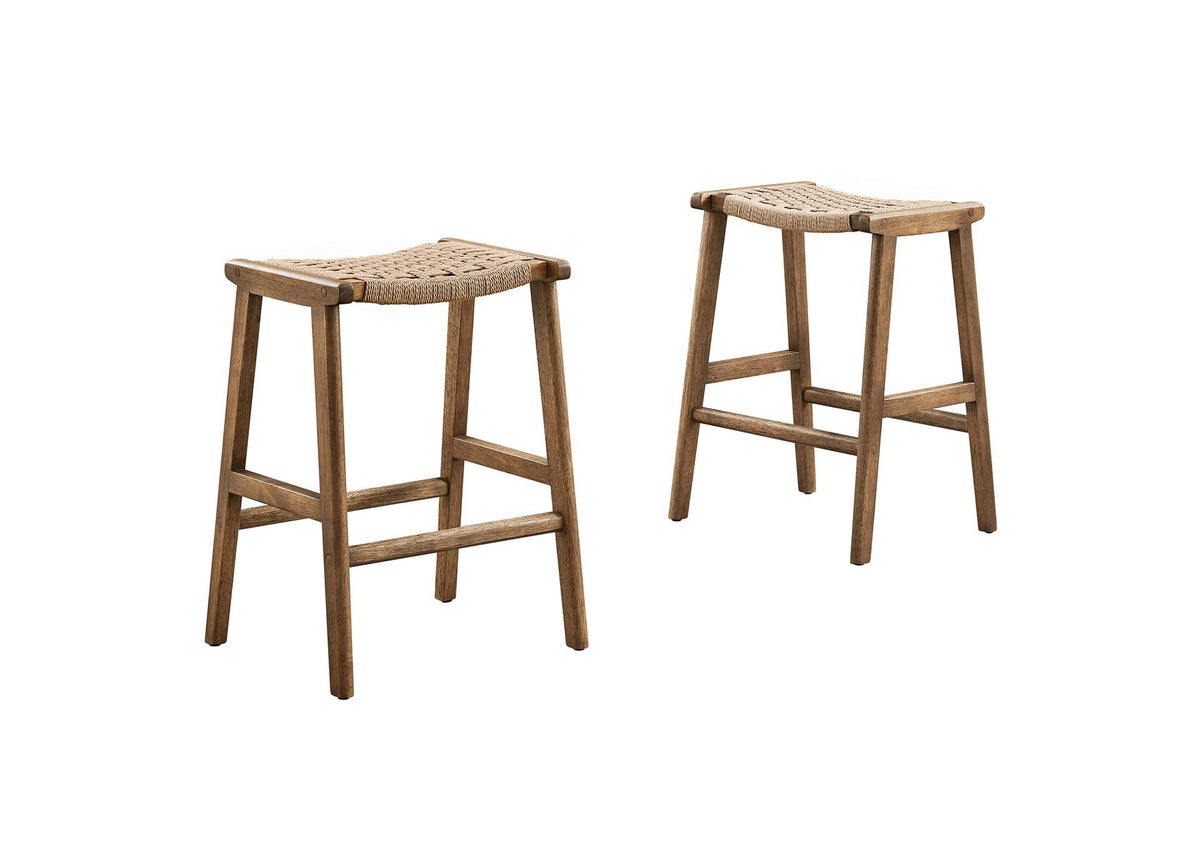 EEI-6548-WAL-NAT Saoirse Woven Rope Wood Counter Stool Set Of 2 By Modway