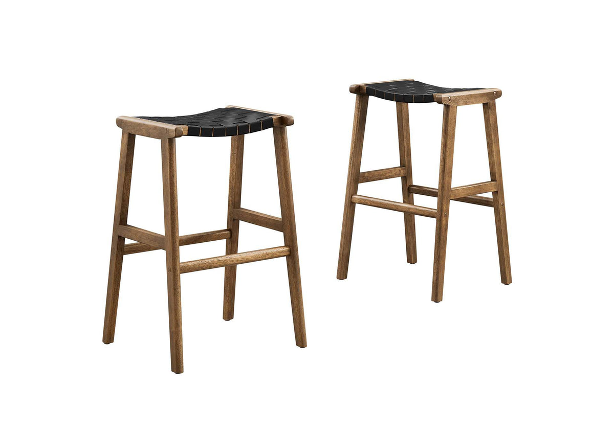 EEI-6549-WAL-BLK Saoirse Leather Wood Bar Stool Set Of 2 By Modway