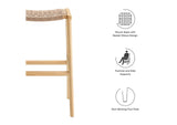 EEI-6550-NAT-NAT Saoirse Woven Rope Wood Bar Stool Set Of 2 By Modway