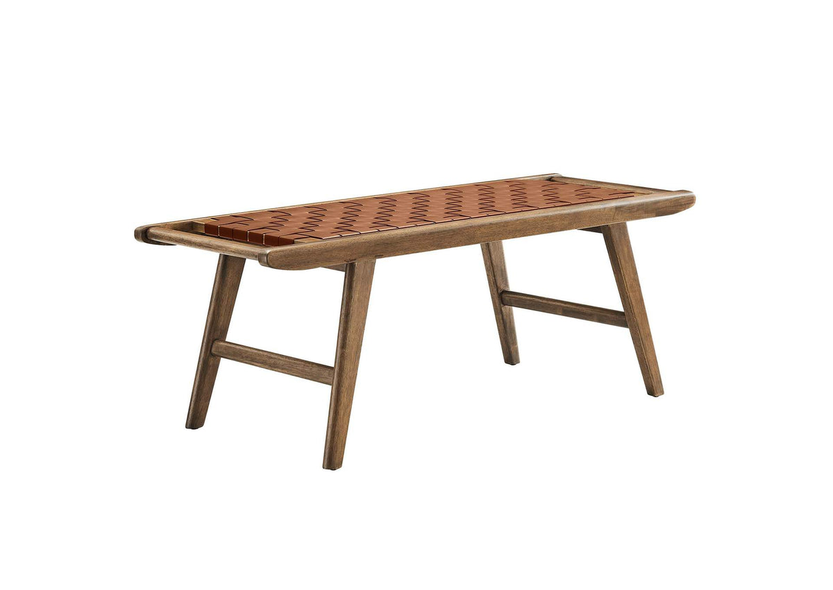 EEI-6551-WAL-BRN Saoirse 47" Faux Leather Wood Bench By Modway
