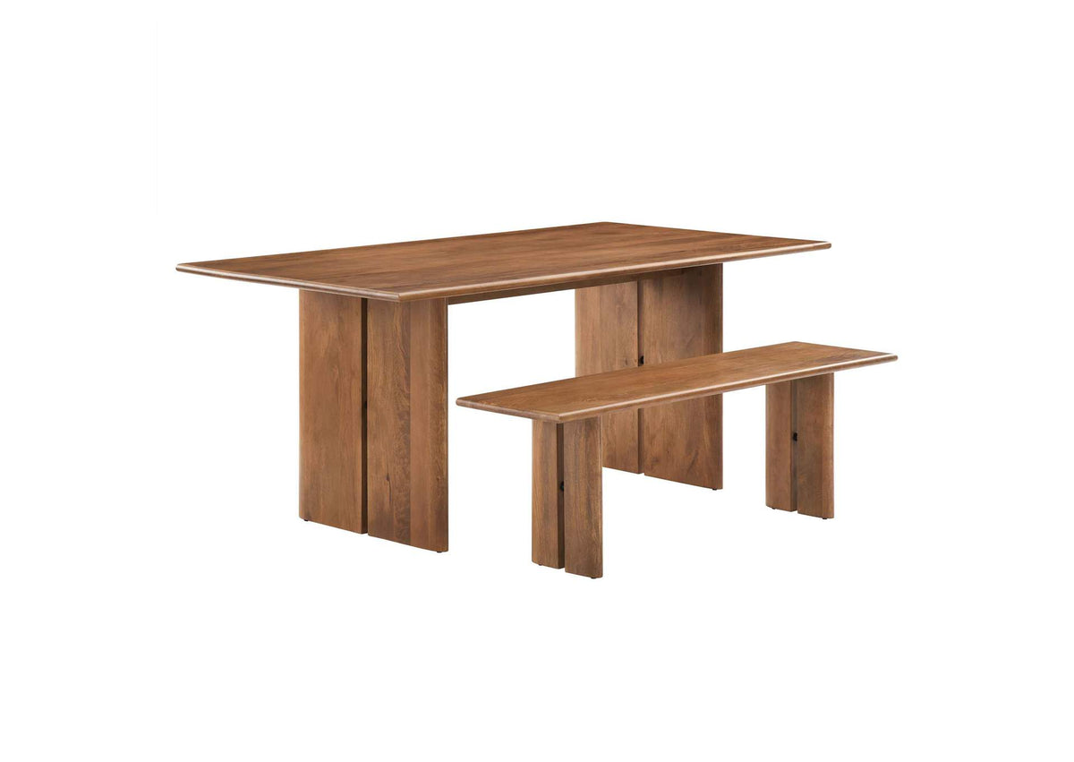 EEI-6559-WAL Amistad 72" Wood Dining Table And Bench Set By Modway