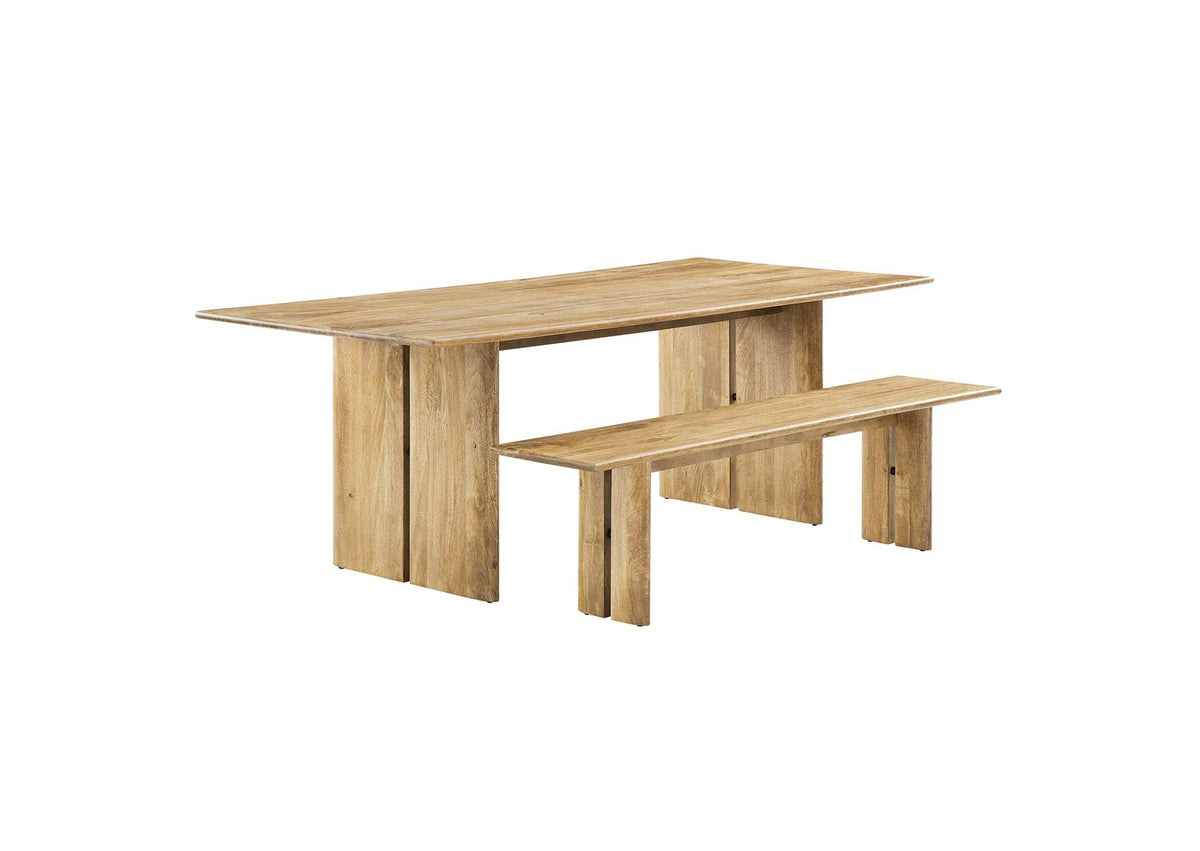 EEI-6560-OAK Amistad 86" Wood Dining Table And Bench Set By Modway