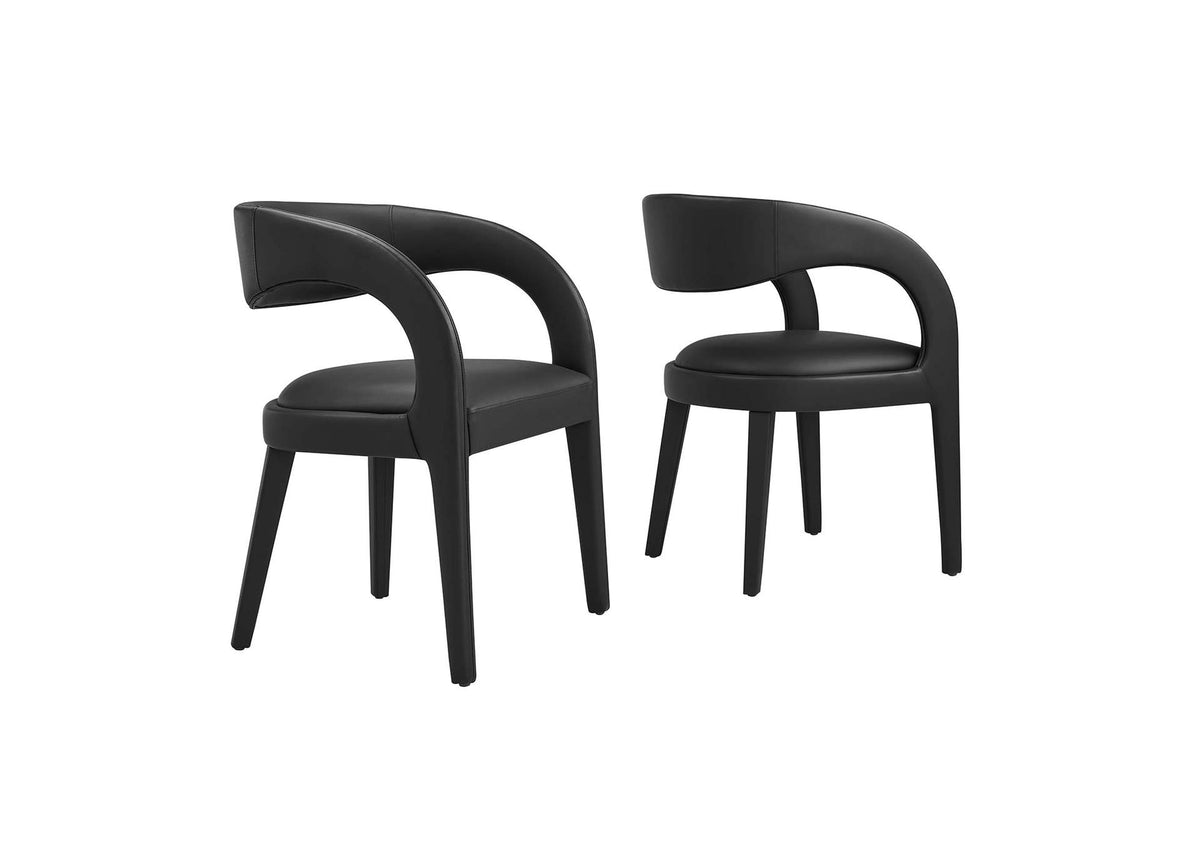 EEI-6561-BLK Pinnacle Vegan Leather Dining Chair Set Of 2 By Modway